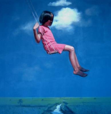 Dream in The Sky - akrilik-ballpoint di kanvas,145x145cm,2005