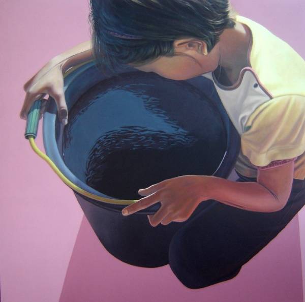 Bercermin Diri - akrilik-ballpoint, 145 x 145 cm, 2006