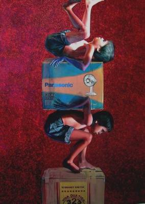 Akrobatik - akrilik-ballpoint di kanvas,200x145cm,2005